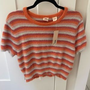 NWT LEVIS - Sweater Tee - Tags on! never worn! Orange + blue striped cropped
